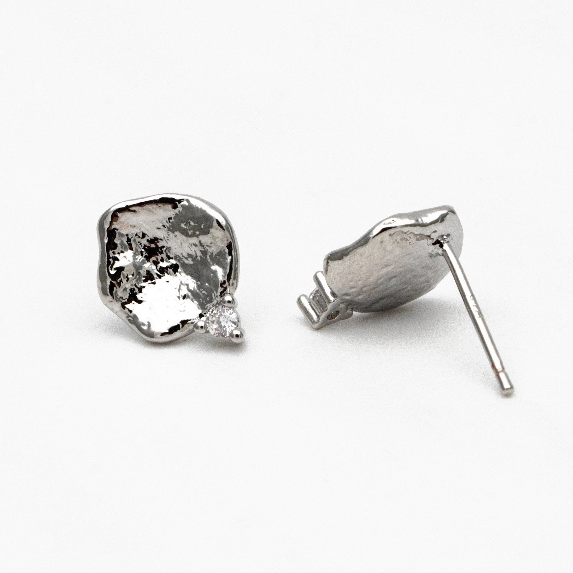 10pcs CZ Pave Gold/ Silver Irregular Earrings, 18K Gold/ Rhodium plated Brass, Dainty Stud Earrings (GB-4345)